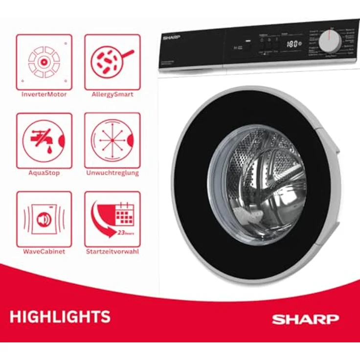 Sharp ES-NFA612BW1NA-DE Waschmaschine 6 kg, Slim 42 cm Tiefe, effiziente und zuverlässige Nutzung – Bild 4
