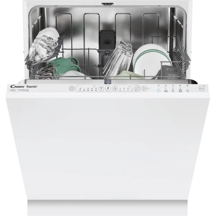 Candy RapidÓ CI 3E53L0W, Voll integrierter Geschirrspüler für 13 Maßgedecke, Geräuschpegel 53 dB, App-gesteuerte Bedienung, Energieeffizienzklasse E