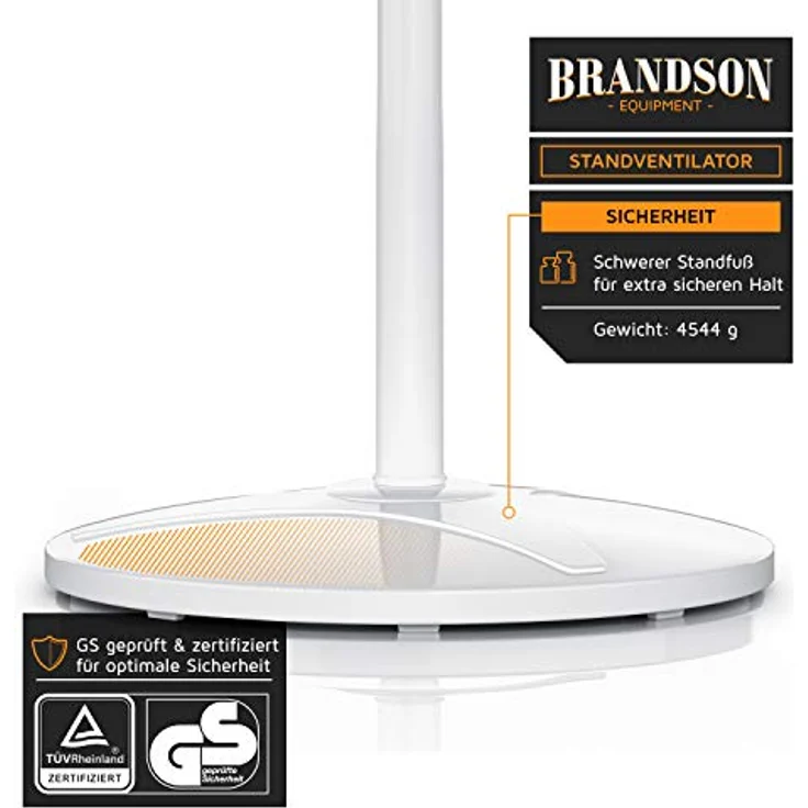 Brandson Standventilator 50 W - Standlüfter 40 cm - Ventilator höhenverstellbarNeigungswinkel 30° – Bild 6