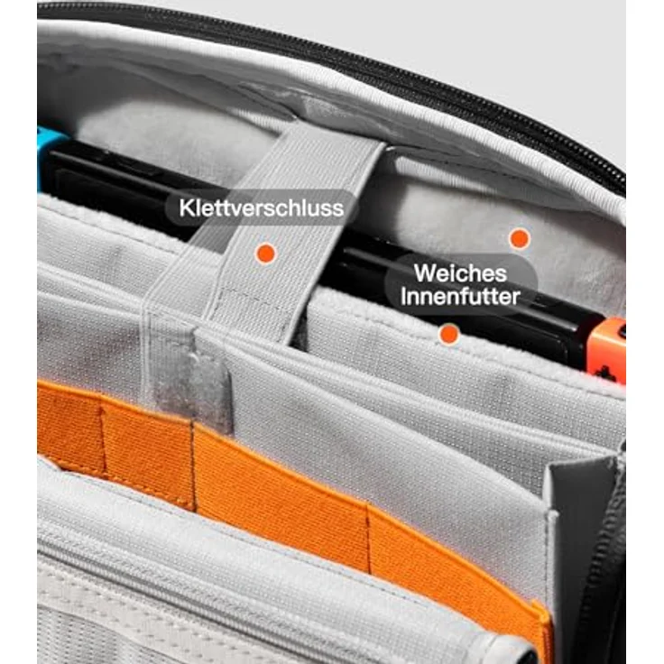 Inateck Crossbody Organizer Bag, spritzwassergeschützte Umhängetasche mit 135° Öffnungsdesign, schwarz – Bild 5