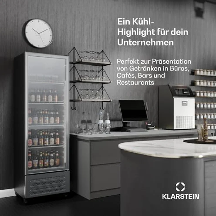 Klarstein GrandCooler HEA-GCoolerBK-306L, 306 Liter Getränkekühlschrank mit B-Energieeffizienzklasse, 4 verstellbare Regale, doppelt verglaste Tür, 187 cm hoch, silberfarben – Bild 5