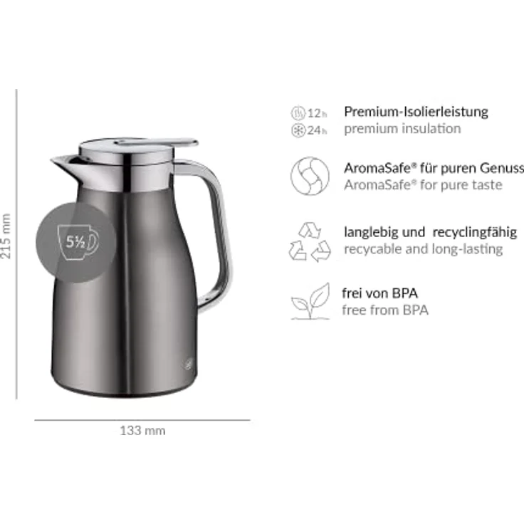 alfi SKYLINE Isolierkanne cool grey 0,65l  – Bild 6