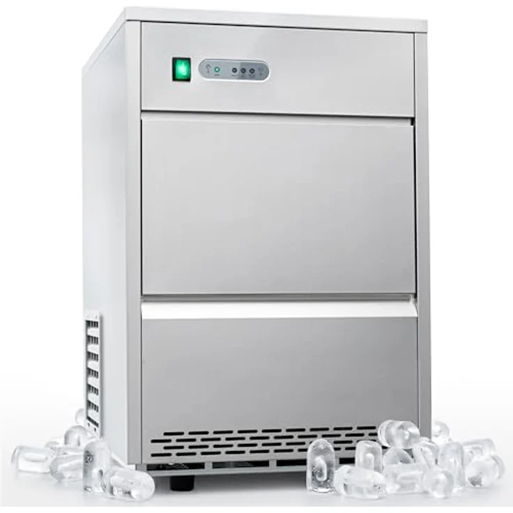 KLAMER Power Eiswürfelmaschine 26 kg/24h, vollautomatisch, Edelstahl, hygienischer PU-geschäumter Eisbehälter für Gastronomie – Bild 1