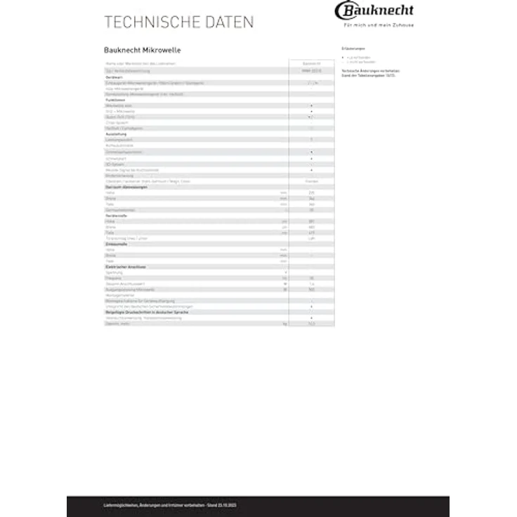 Bauknecht MWK 253 B Mikrowelle, 25 l Garraum, Schmelzfunktion, Kombination Grill und Mikrowelle, Schnellstart-Funktion (Rapid-Start), RapidDefrost Auftaufunktion, Warmhaltestufe – Bild 5