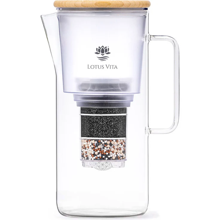 Lotus Vita Wasserfilter-Kanne Katara 1,4L - Natura Plus, schnelle Filterung in 5 Minuten pro Liter, bpa-/bps-frei, lebensmittelecht