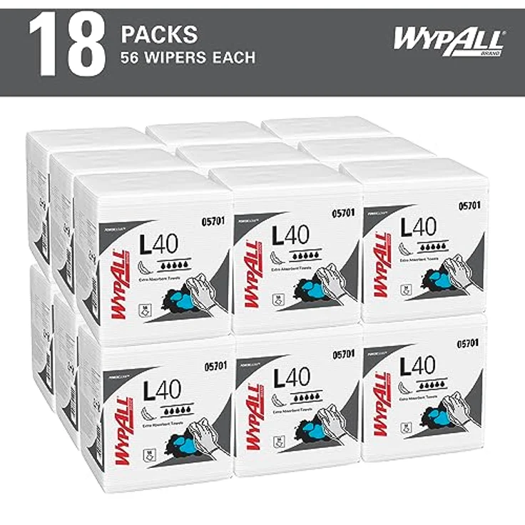 WypAll Kimberly Clark Wypall L40 Wischtücher 7471 weiß 18 Packungen 31,7 cm x 30,4 cm NEU – Bild 2