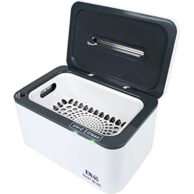 Emag Emmi-06 UVC Ultraschallreiniger, 0.65l mit Reinigungskorb und 42 kHz Frequenz für effektive Reinigung