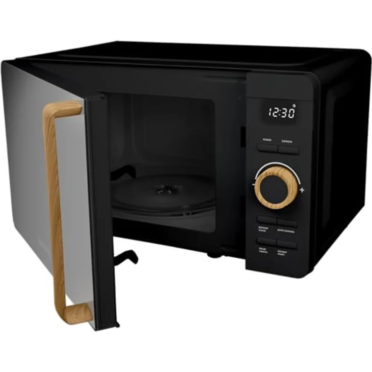Concept Mikrowelle Nordic, 20 l, 800 W, 8 Automatikprogramme, schwarze Farbe mit Holzelementen, 270 mm Drehteller – Bild 5