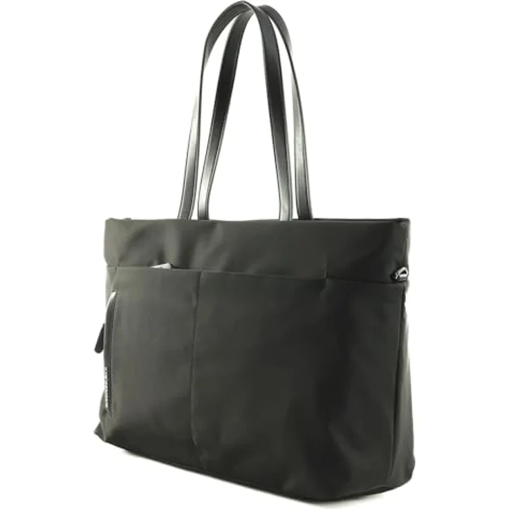 Mandarina Duck Hunter Shopper PC VCT42, businesstaugliche Einkaufstasche aus glänzendem Polyester mit Kunstlederdetails, schwarz – Bild 2