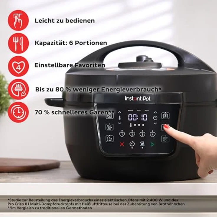 Instant Pot Multikocher Rio Wide 7in1 Slow Cooker XL Schongarer Joghurtzubereitung Dämpfen Rio Wide, 1200 W, 7.1 l Schüssel, bis zu 6 Portionen, Edelstahl – Bild 2