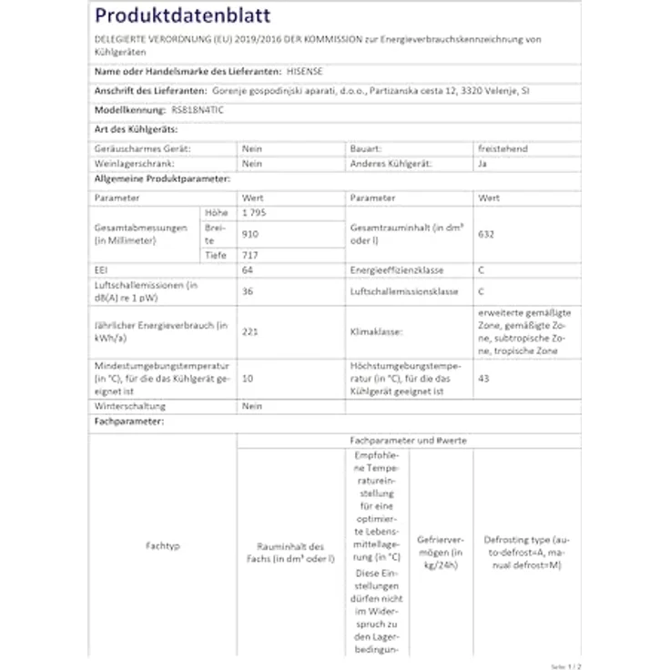 Hisense RS818N4TIC Side by Side – Kühl-Gefrierkombination, EEK C, Eis-Wasserspender, LED Display, Total No Frost, Multi Air Flow, Fast Freeze, Inox Look – Bild 3