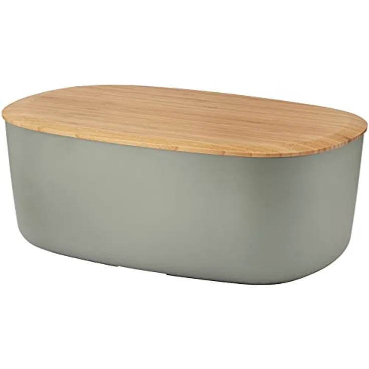 RIG-TIG Brotkasten BOX-IT - Aufbewahrungsbox für Brot, Brötchen, Kekse, Gebäck, Schneidebrett als Deckel - Skandinavisches Design, Küchenzubehör - warm grau – Bild 1