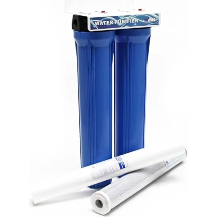 Naturewater NW-BRK02 2 Stufen Wasserfilter, 5 µ, 26,16 mm (3/4") Filtereinsatz, PP Kartusche Filter, Filterschlüssel, Sedimentfilter Aktivkohleblock, preisgünstig und einfach zu montieren - blau – Bild 2