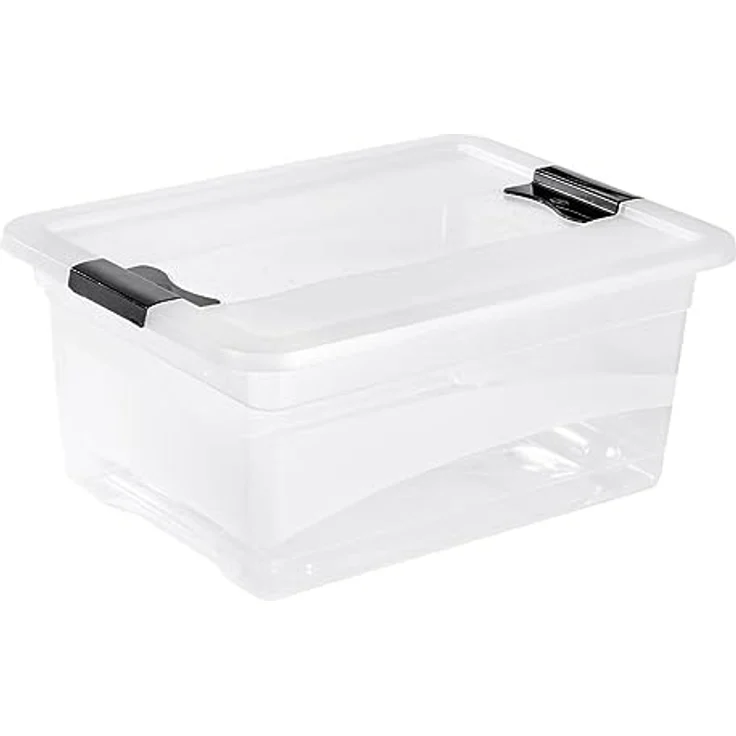 keeeper Aufbewahrungsbox mit Deckel und Schiebeverschluss, 39,5 x 29,5 x 17,5 cm, 12 l, Cornelia, Transparent – Bild 3