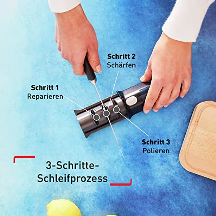 Tefal K26505 Ice Force Messerschärfer | 3-Schritte-Schleifprozess | nachschärfen + ausbessern | gut für Edelstahlmesser | platzsparende Aufbewahrung | japanische Keramikschleifscheibe | Schwarz – Bild 2