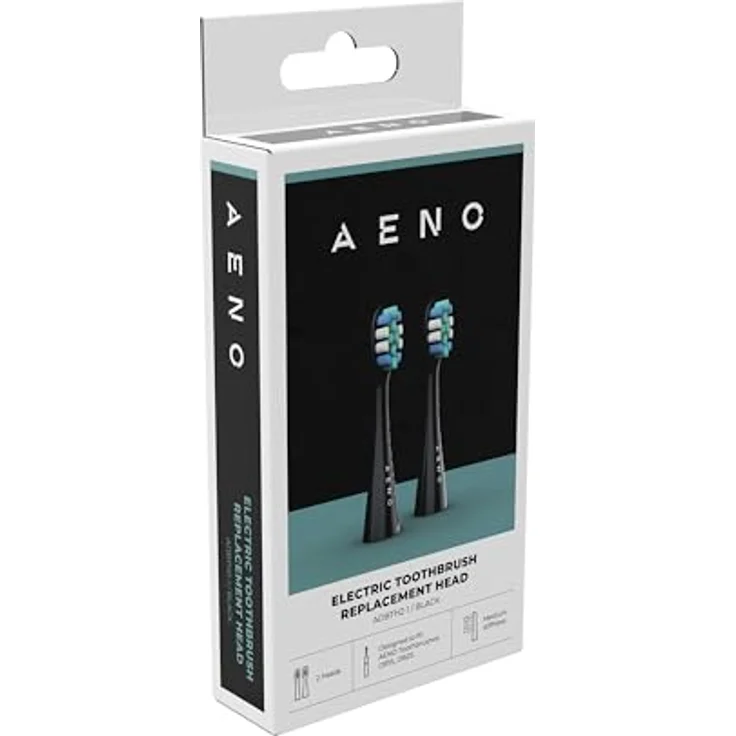 AENO Ersatzzahnbürstenköpfe ADBTH2-1, Schwarz, Duplex-Borsten, 2 Stück im Set für ADB0002S/ADB0001S, ultraweich und effektiv zur Zahnfleischgesundheit – Bild 2
