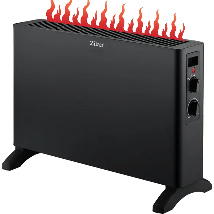 Zilan Elektro Konvektor 2 Heizstufen Elektroheizung 1250/2000 Watt Thermostat, Schnellheizer in Weiß