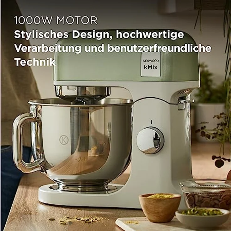 Kenwood KMX760GR kMix Küchenmaschine, 1000W, 5 Liter Edelstahlschüssel, stufenlose Geschwindigkeitsregelung, edelstahl, grün, Serie: kMix – Bild 3