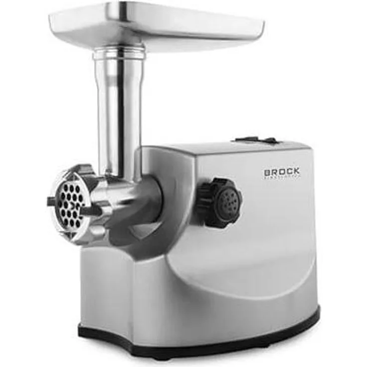 Brock Electronics MG 1800 SS, Edelstahl Fleischwolf mit 1800 Watt, 1,5 kg/min Durchsatz, Kebbe-Aufsatz, Silber