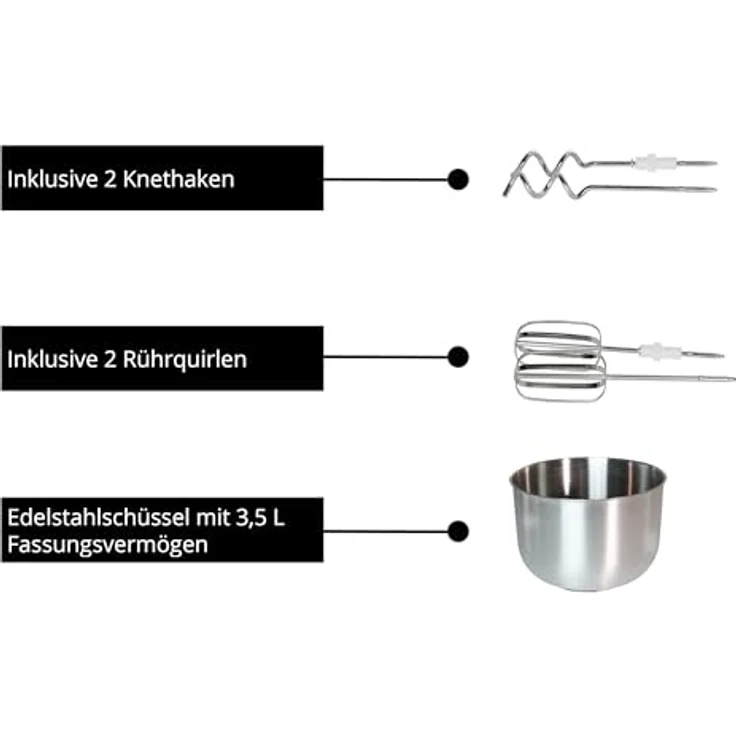 Unold Handmixer 78720 mit Rührschüssel Hannah, 500 W – Bild 3