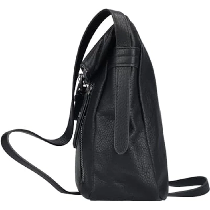 Rieker Umhängetasche, Damen-Handtasche aus Lederimitat, schwarz, mit Überschlag und Schnallenverschluss, verstellbarem Schulterriemen, 1 Hauptfach und 1 Vordertasche – Bild 3
