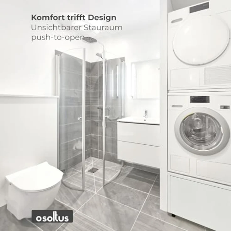 osoltus Exclusives Waschmaschinen Untergestell hochwertig mit Push-to-Open Schublade, schwarz - Preisvergleich – Bild 2