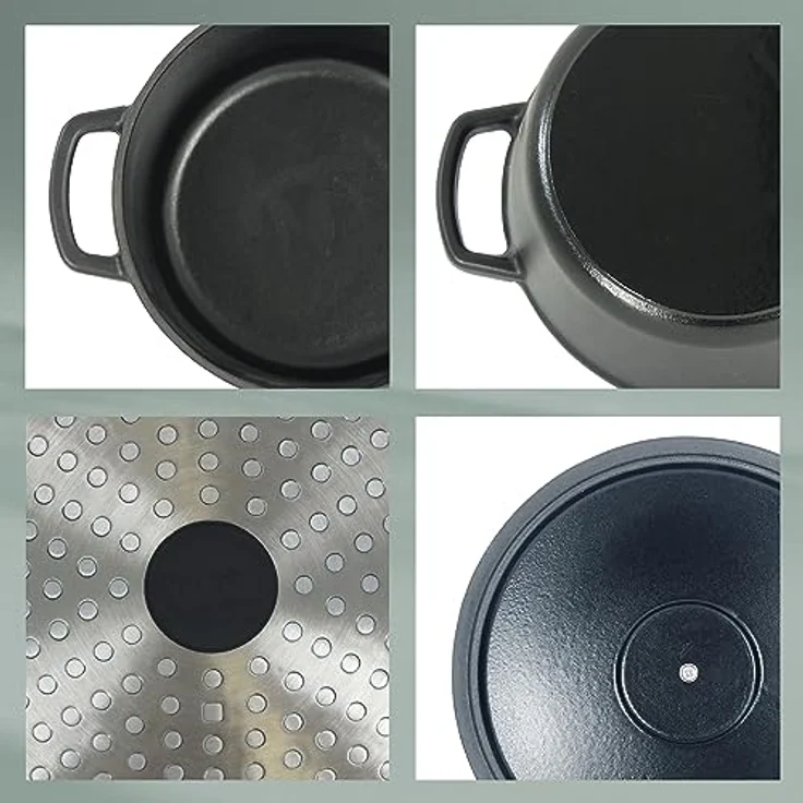 Kela 12470 Bräter mit Deckel, Gusseisen, le-Beschichtung, Hohe Wärmespeicherung, Induktionsgeeignet, 2,5 L, Schwarz, Rund, Calido – Bild 7