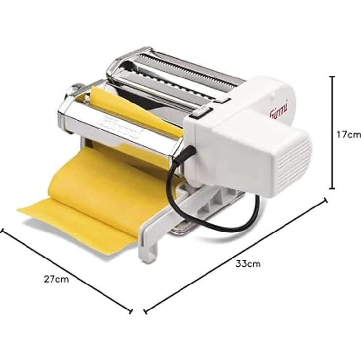 Girmi IM91 Nudelmaschine, elektrische Pastamaschine mit Edelstahlgestell, 5 Formaten und variabler Dickenanpassung, Weiss/Silber – Bild 11