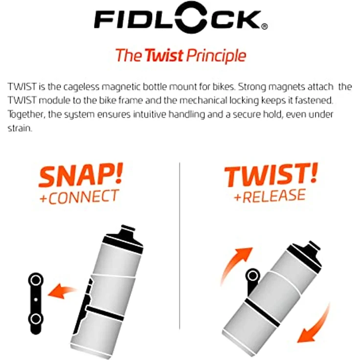 Fidlock Twist Bottle 800 ml, Trinkflasche mit Magnet-Mechanik und sicherem Haltersystem, Made in Italy – Bild 4
