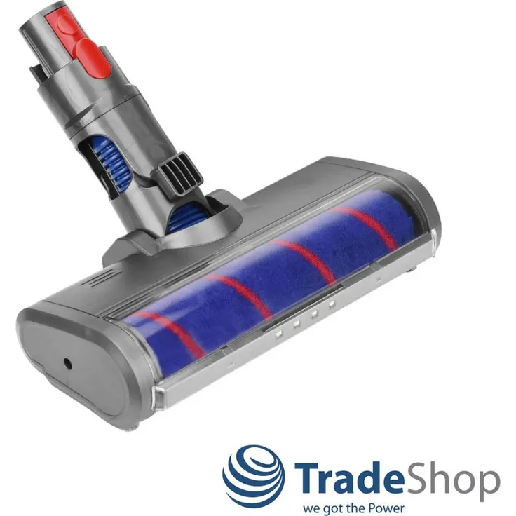 Trade-Shop Turbodüse für Dyson V7 Animal Extra, V8 Total Clean, Fluffy +, Hartbodendüse mit LED, Softwalze, grau/rot/lila