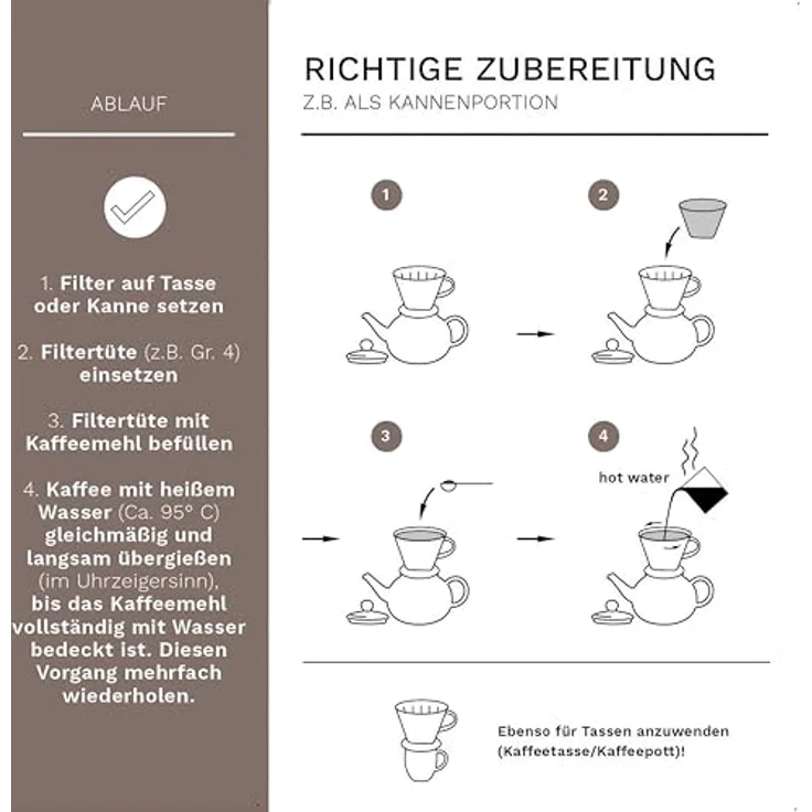 Creano Handfilter, Porzellan, Zubehör für Filtertüten 2 und 4 – Bild 8