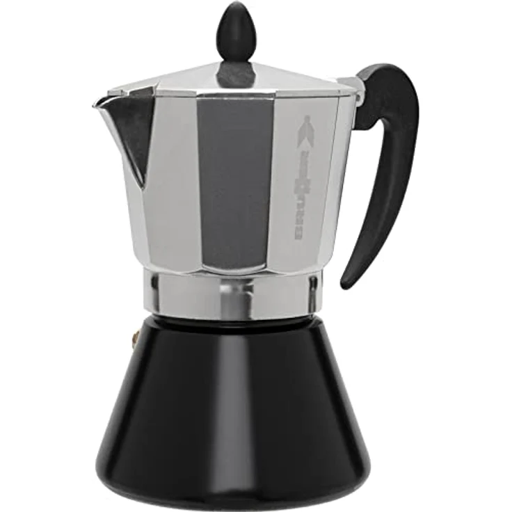 Brunner McMoka 3, Espressokocher aus Aluminium mit Stahlboden, Schwarz-Silber für 3 Personen – Bild 1