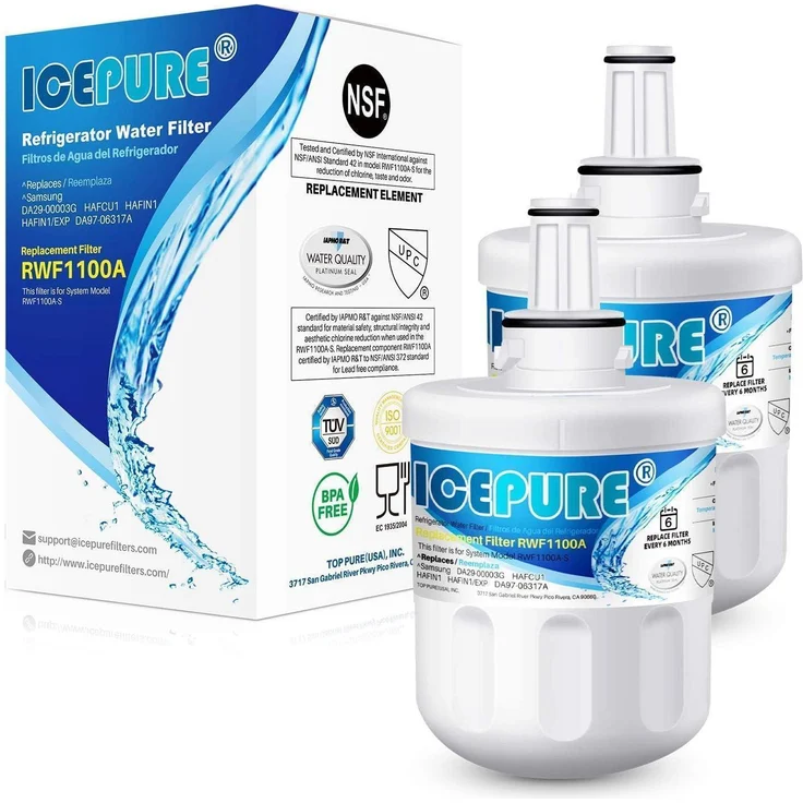 Icepure Kühlschrank Wasserfilter 2er Set, kompatibel mit Samsung DA29-00003F/G/B/A, DA97-06317A, verbesserte Wasserqualität, einfacher Austausch