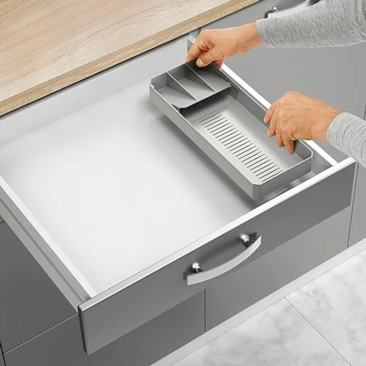 Best Besteckeinsatz, verstellbarer Besteck Organizer, grau – Bild 5