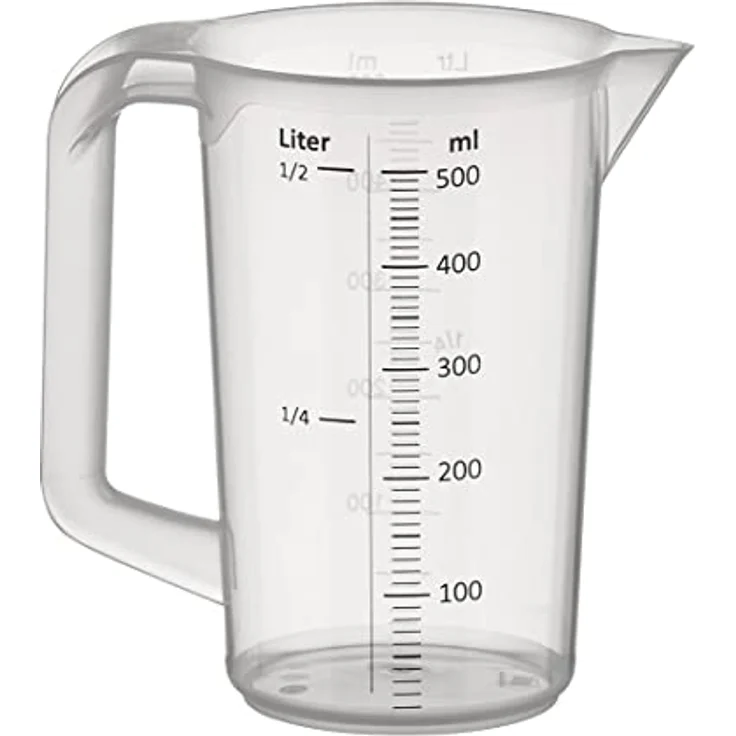 APS 30046 Messbecher Ø 9,5cm, H: 14cm, 0,5 Liter, Polypropylen mit geschlossenem Griff, geprägte Maßskalierung außen Liter- Milliliter-Einteilung – Bild 2