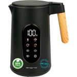 EMERIO WK-132230 Wasserkocher Edelstahl 1.7L, isolierte Doppelwand, Temperaturwahl 40-100°C in 5°C Schritten, Farbdisplay mit Teesortenprogrammen, BPA frei, 2200 W, Warmhaltefunktion, Schwarz Matt