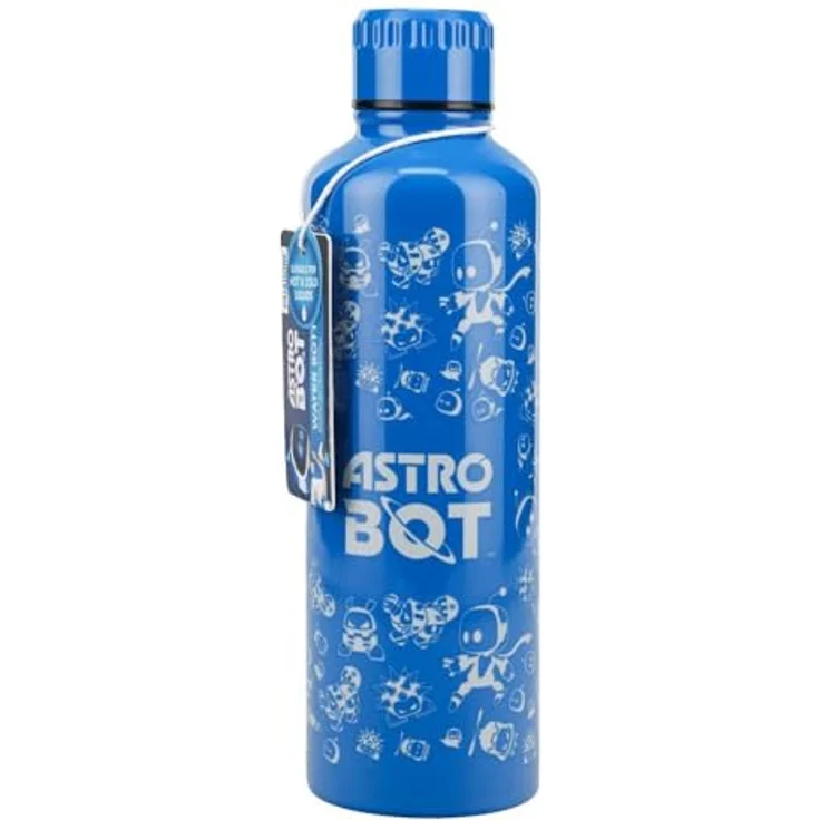 Paladone Astro Bot Metall-Wasserflasche, 500 ml Edelstahlflasche mit Schraubverschluss, auslaufsicher, blau – Bild 3