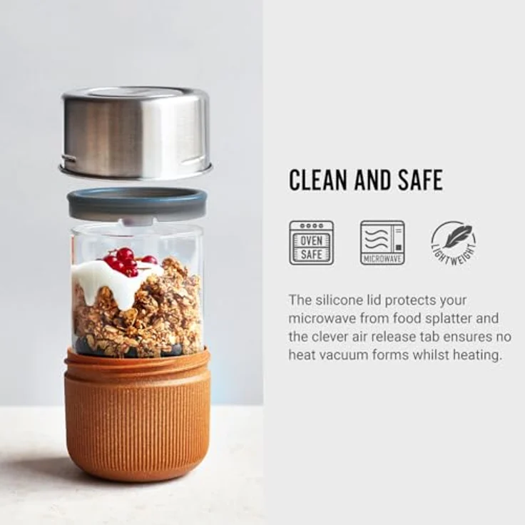 Black+Blum Lunchschale Lunchbecher, Glas, Mandel, 450 ml – Bild 3
