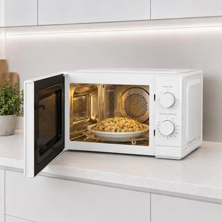 Heinner HMW-MD20IVWH, Freistehende Mikrowelle 19 L, 700 W, 5 Leistungsstufen, Timer, Auffaufunktion, Weiß – Bild 8
