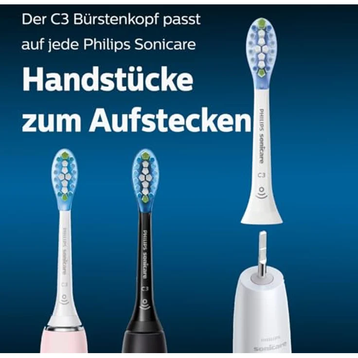 Philips Sonicare C3 Ersatzbürsten HX9044/17 Aufsteckbürste Premium Plaque Defence 10x mehr Plaqueentfernung 4er-Pack, weiß – Bild 6