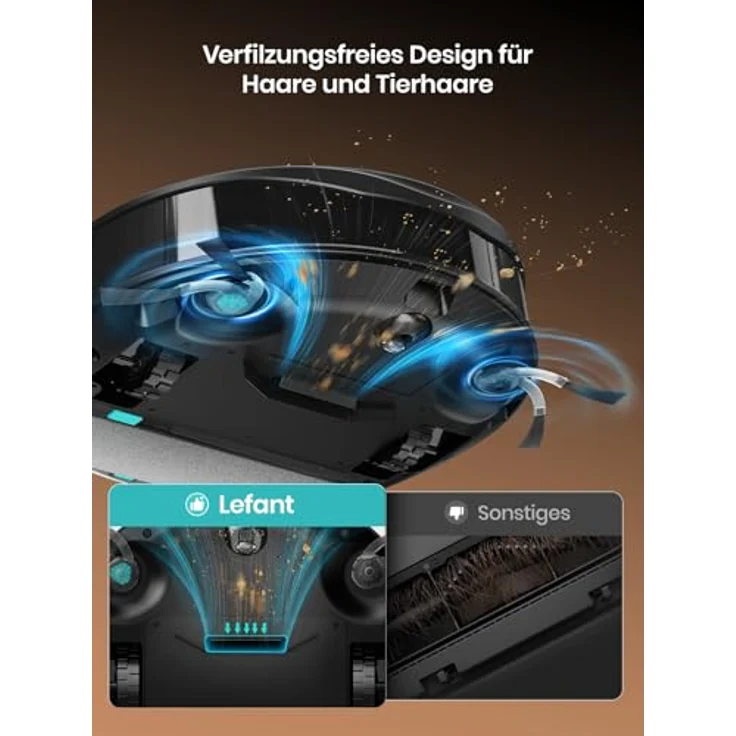 Lefant M210 PRO OMNI Saugroboter mit Wischfunktion, 18000 Pa, Laserkartierung, No-Go-Zone, App und Alexa, Schwarz – Bild 5
