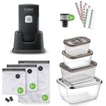 Caso Vacu OneTouch Pro Set - Kabelloser Handvakuumierer mit starker Pumpenleistung 12 Liter/Minute, Lithium-Ionen-Akku für 85 min Laufzeit, inkl. umfangreichem Zubehör