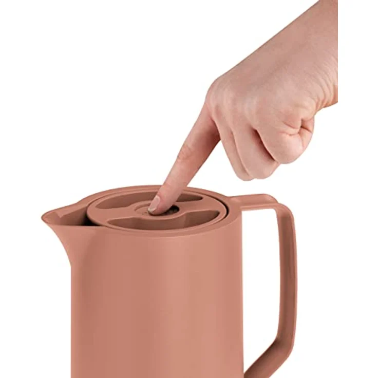 Emsa N41709 Motiva Isolierkanne | 1 Liter | Quick-Press-Verschluss | 12h heiß, 24h kalt | Glaskolben | Made in Germany | Nordisches Design | Terrakotta – Bild 4
