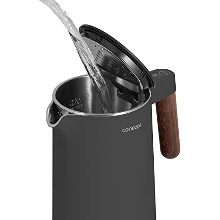 Concept Norwood Wasserkocher aus Edelstahl mit Temperaturregelung 45/60/70/85/90/95/100°C KEEP WARM-Funktion 1,5L 1850-2200 W (Dunkelgrau) – Bild 4