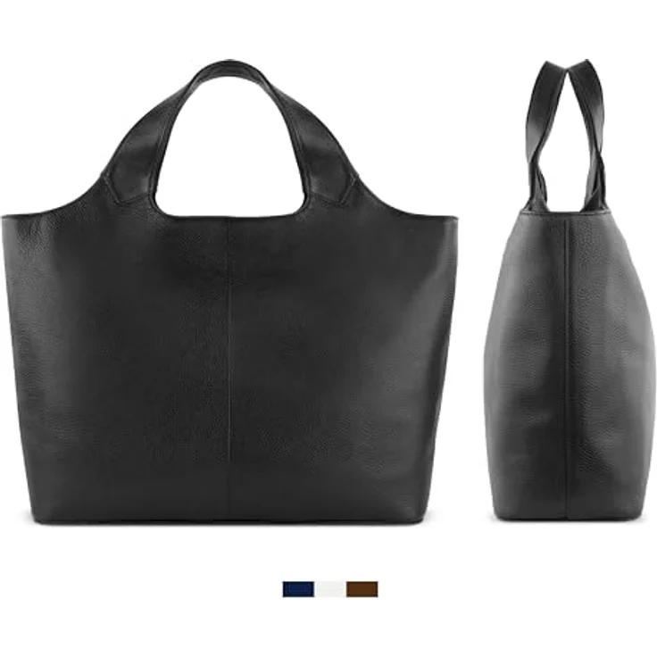 bugatti Elsa Shopper Tasche L, Leder mit Laptopfach, 50 cm, schwarz – Bild 3