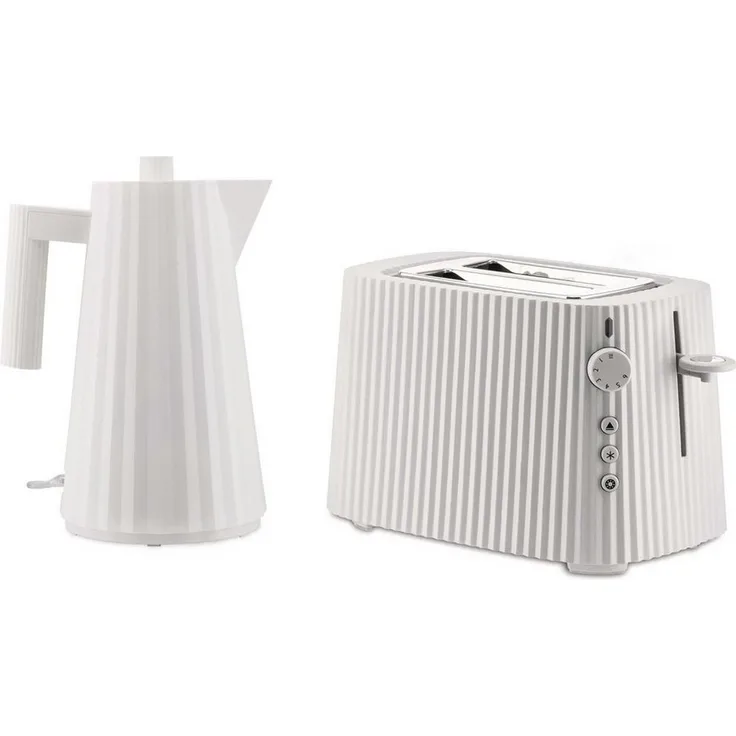 Alessi Wasserkocher und Toaster Plissé, 1,7 l, 2400 W, weiß