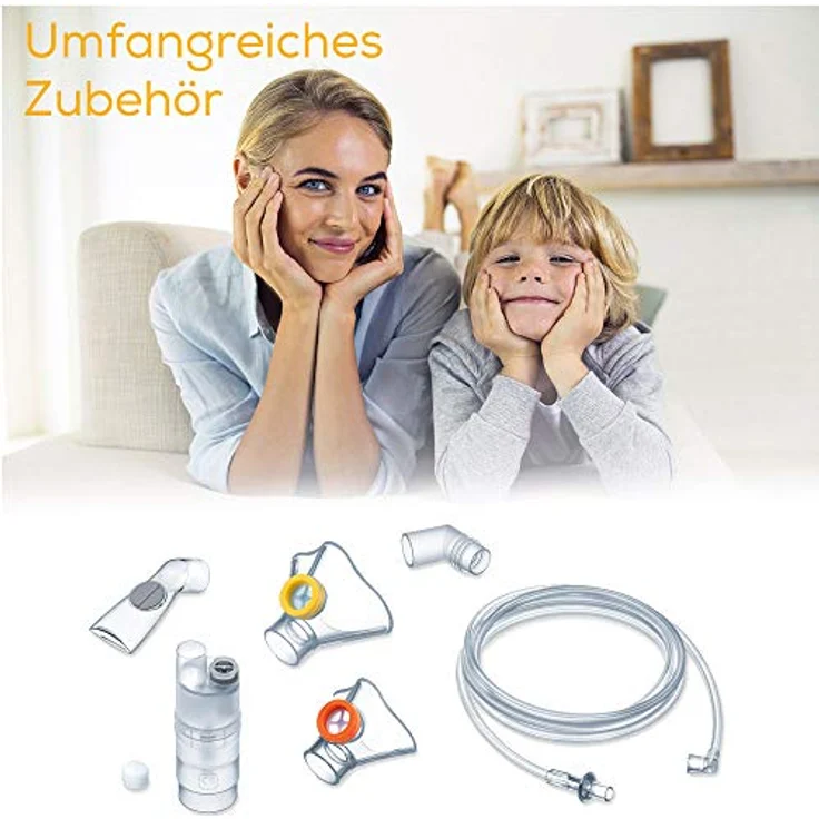 Beurer IH 26 Kids Inhalator mit Giraffen-Aufsteckfigur zur Verneblung von flüssigen Medikamenten, für eine effektive Inhalation bei Kindern, mit hoher Verneblungsleistung und kurzer Inhalationszeit – Bild 2
