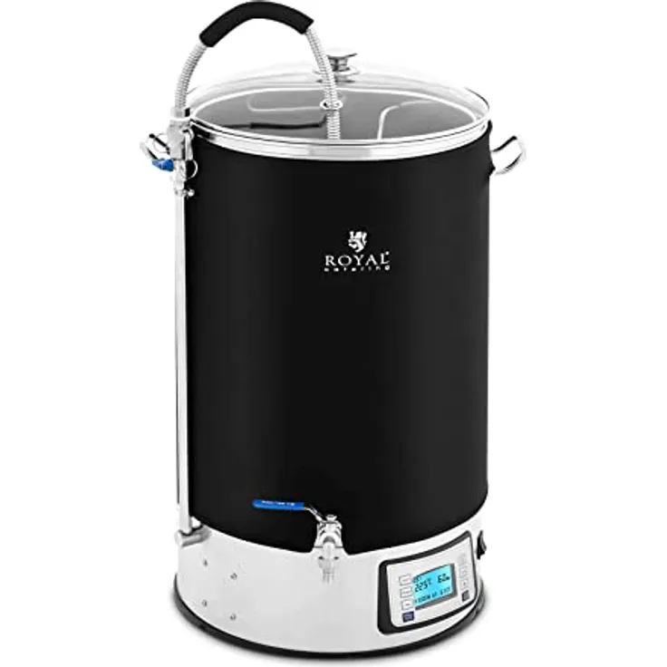 Royal Catering RCBM-60IN Braukessel, 60 l, 3000 W, 0-100 °C, Edelstahl, mit LCD-Anzeige und Automatik-Modus