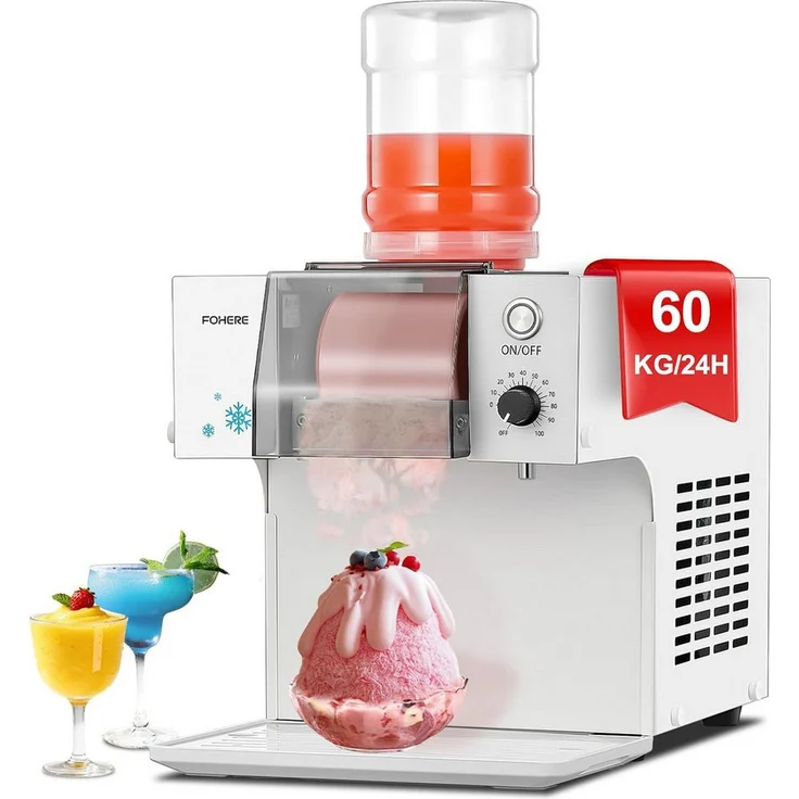 FOHERE Eismaschine Schneeflocken-Eismaschine, 40 kg/24h, 1,8 l, professioneller Kompressor, weiß
