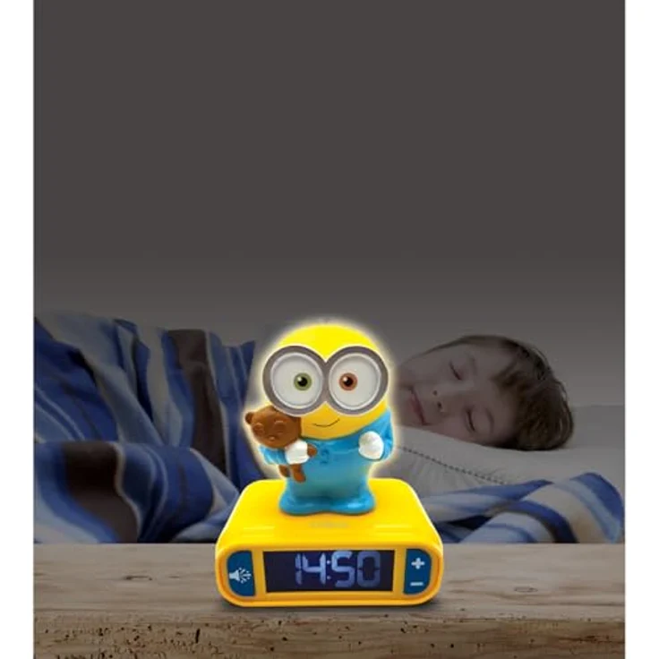 Lexibook Minions Nachtlicht-Wecker RL800DESLXB mit Bob-Design, Schlaffreundlicher LCD-Anzeige und einstellbarer Lautstärke – Bild 5